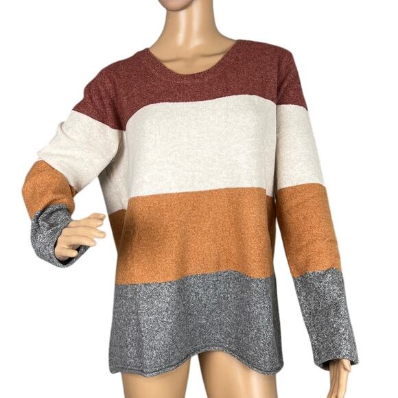 Pinque Design Studios Rust Stone Color-block Sweater Rolled Hem Size XXL NWT - Picture 1 of 9